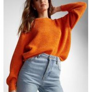 Ichi brand orange wool blend sweater